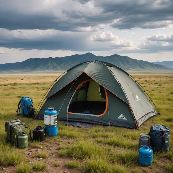 Quels sont les équipements indispensables pour un camping en région de steppes pendant la saison humide?